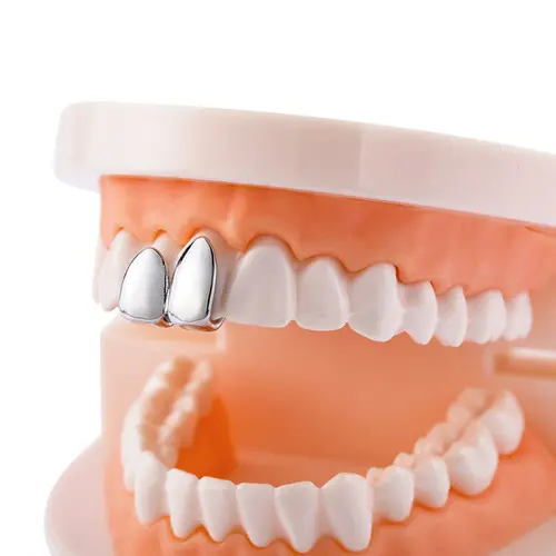 Fashion Gold Color Small 2 Pcs Tooth Cap Grillz Hip Hop Style Teeth Grill Golden