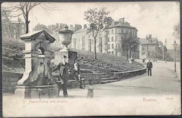 Buxton St Ann's Pump and Slopes Derbyshire Edwardian Stengel & Co Postcard