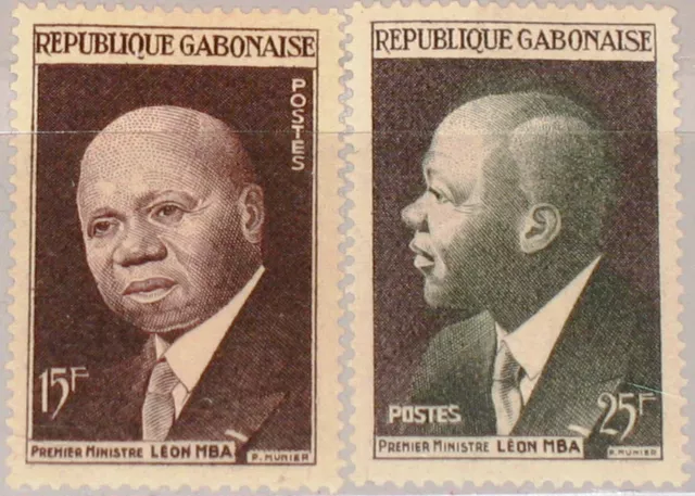 GABON GABUN 1959 151-52 148-49 Prime Minister Leon Mba Proclamation of Rep. MNH