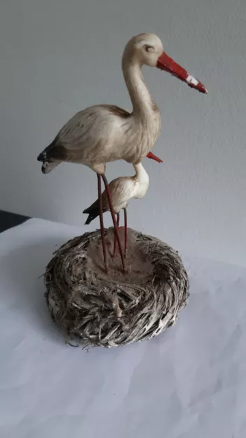 ancienne  figurine vintage/ objet souvenir / cigogne sur nid