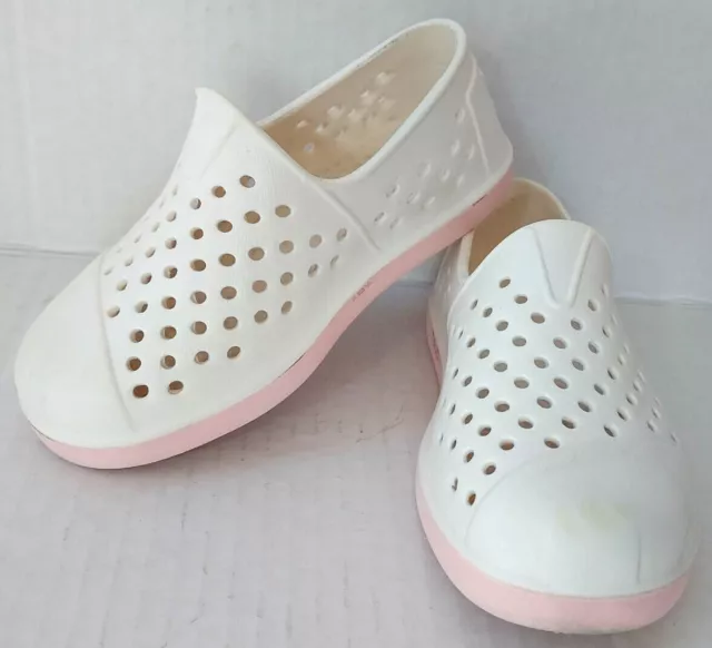 Toms Romper Kids Shoes Rubber Slip On Water Beach Shoes White & Pink - Sz 7