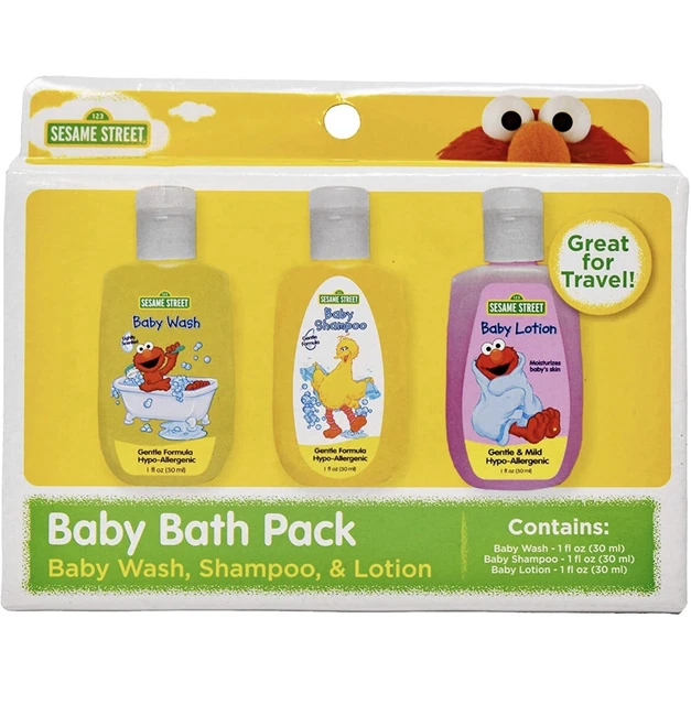 SESAME STREET BABY Bath Pack Set Shampoo Lotion Wash Travel Bottles