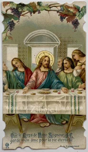 The Last Supper, Vintage French Die-Cut Holy Devotional Card.