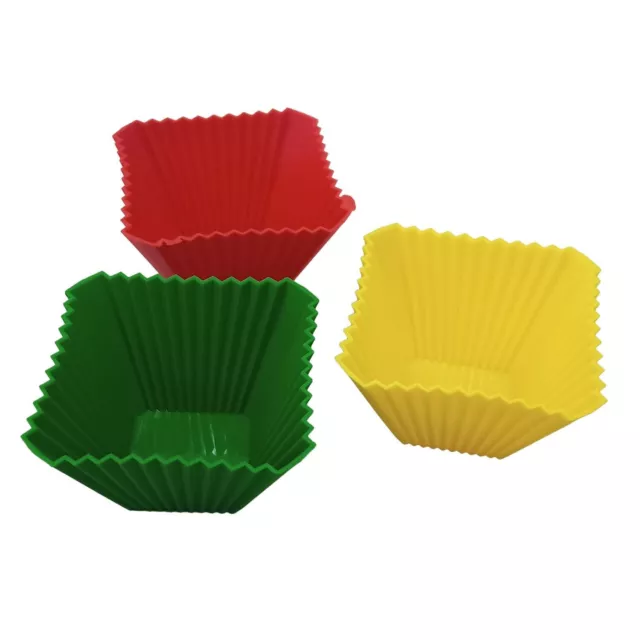 10 tazas cuadradas para hornear cupcakes multicolor