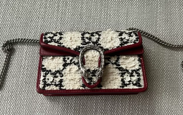 Gucci Dionysus Bag GG Tweed Super Mini Red/White, Multicolor