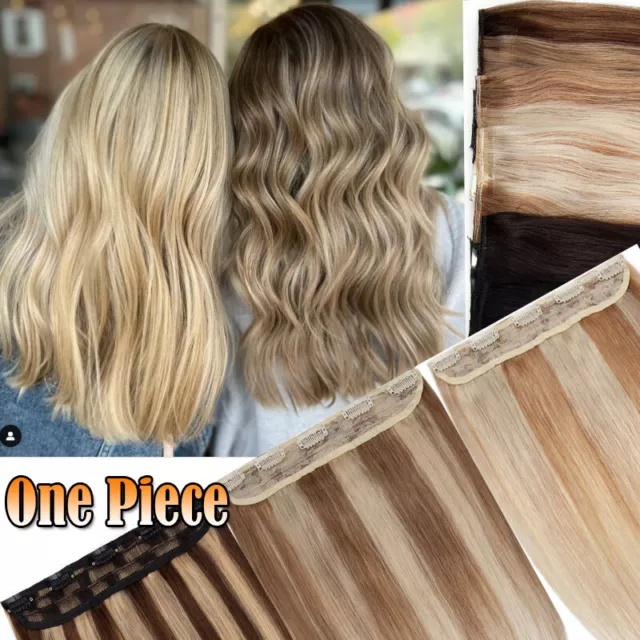 Extensiones de cabello con clip trama One Piece cabello humano marrón negro grueso 8-24 pulgadas Reino Unido 2