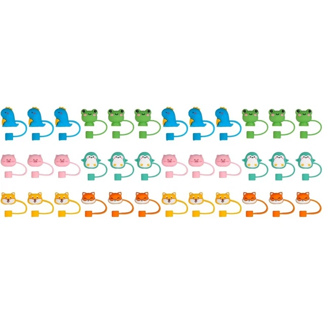 36 Pcs Cute Straw Lid Animal Straw Caps Dust-proof Straw Cap Coffee Straws Fox