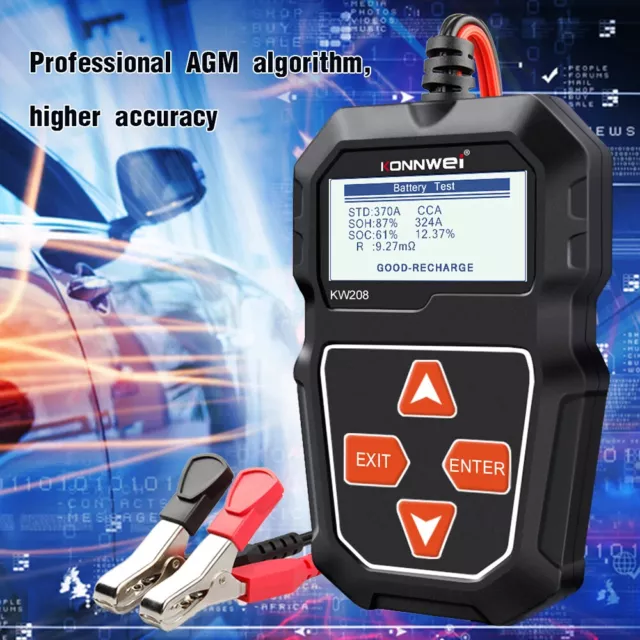 KW208 Battery Tester 100-2000CCA Cranking Charging 12V Auto Car Battery Test