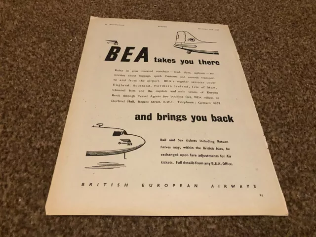 Framed Advert 11X8 Bea : British European Airways