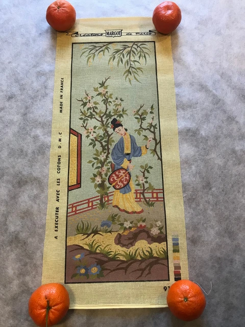 ancien tapisserie Canevas DMC MARGOT a faire  theme asiatique 25x60 cm