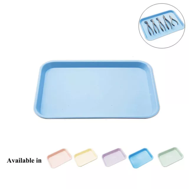 Dental Blue Color Flat Plastic Instrument Tray Size B Autoclave 13.25" x 9.75" 2