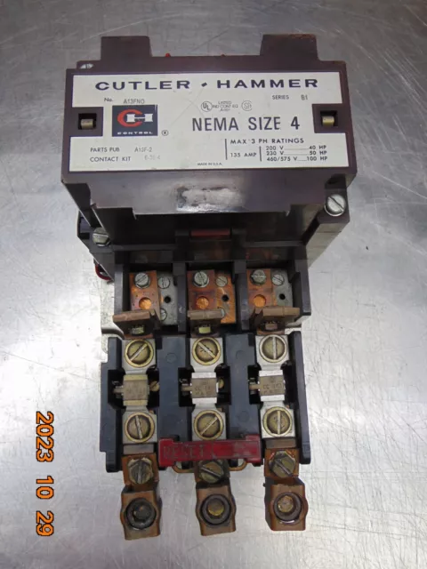 Cutler-Hammer A13Fno Size 4 Starter 110/120V. Coil A13Fn0 Series B1 135A