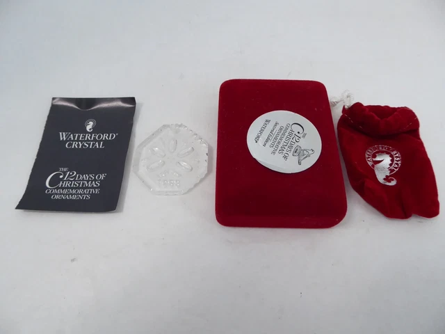 1988 Waterford Crystal 12 Days Christmas 5 Golden Rings Ornament with Box