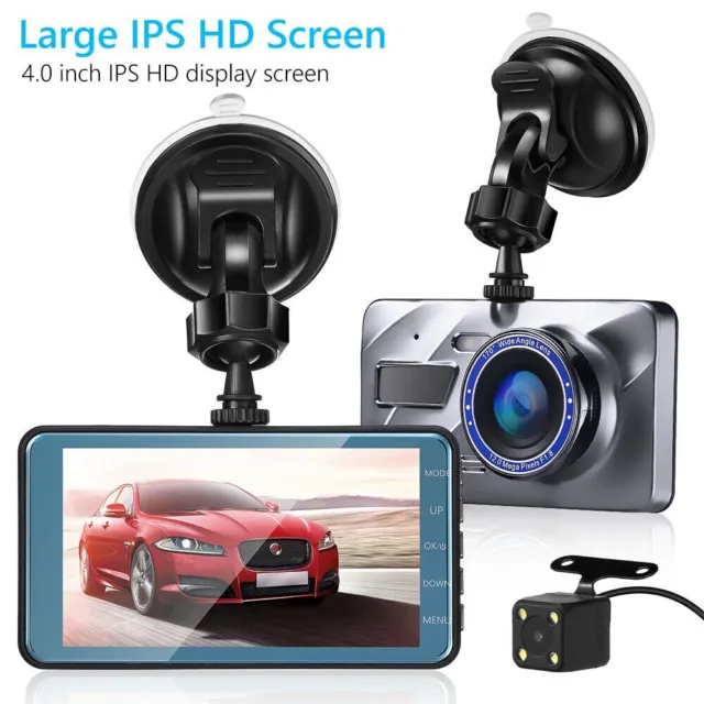 1080P Car Dash Camera Dual Front and Rear Video DVR Recorder Night Vision- BLACK