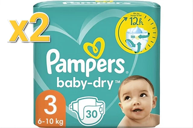 Pampers Baby Dry taille 3 -  lot de 2 Pack 30 Couches  6-10 kg couche bébé