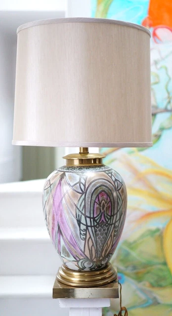 Vintage Frederick Cooper Art Deco Antique Table Lamp w/ Finial and Original Harp