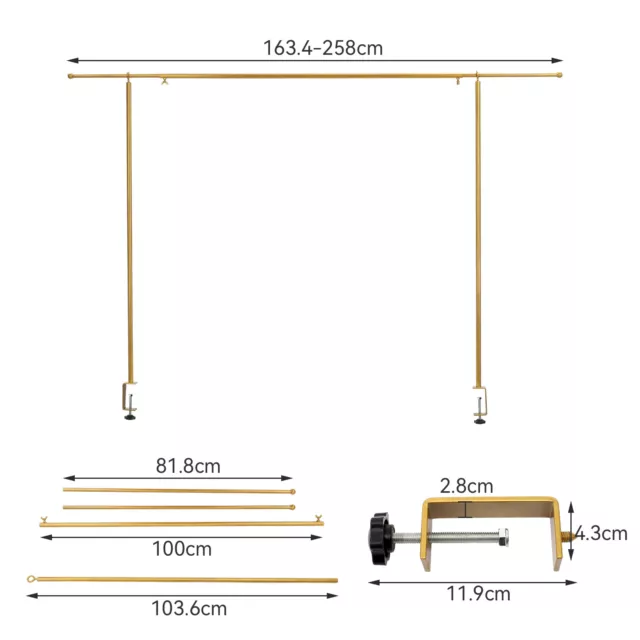 Gold/White/Black Metal Over Table Decorative Table Rod Rail Home Garden Decor 2