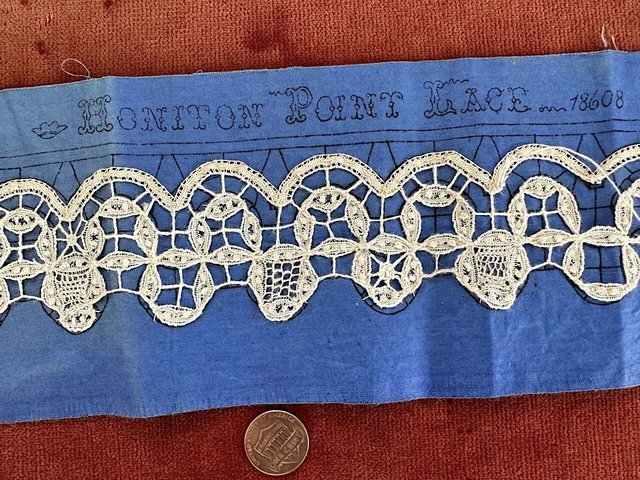 Antique Vtg Lace- ANTIQUE VICTORIAN ENGLISH HONITON POINT LACE PATTERN PANEL REM