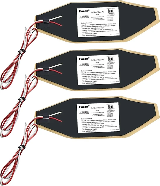 (3-PACK) FACON CW-E38 3" x 8" ELBOW PIPE/TANK HEATER PAD *C17