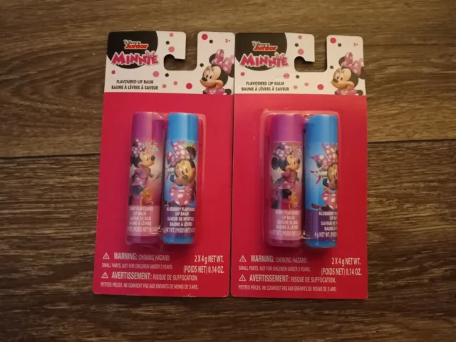 DISNEY JUNIOR MINNIE MOUSE  2-PC BERRY & BLUEBERRY FLAVORED LIP BALM Set Of 2 2