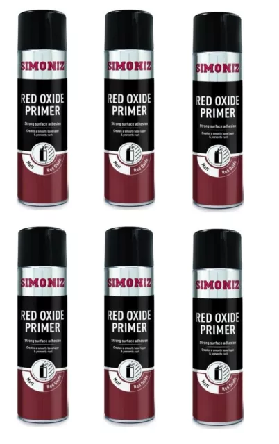 6 x Simoniz Spray Automotive Paint Aerosol Large 500ml - RED OXIDE PRIMER