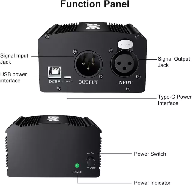 48V Phantom Power Supply with USB cable XLR to 3.5 Microphone Cable for Any Cond 3