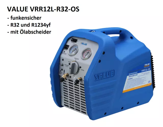 Impianto di aspirazione/stazione di recupero VALUE VRR12L-R32-OS con separatore olio