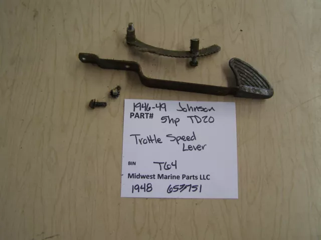 1946-49 Johnson Seahorse TD 20 5 HP Outboard Motor Throttle Speed Lever T64