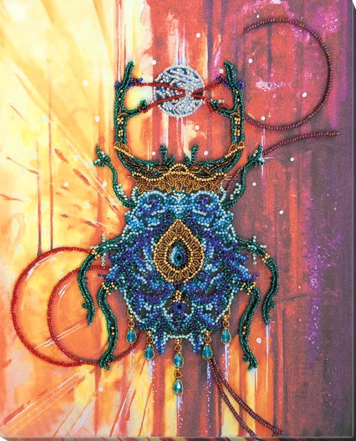 DIY Bead Embroidery Needlepoint Kit "Faberge beetle" Stitching Handmade Beadwork