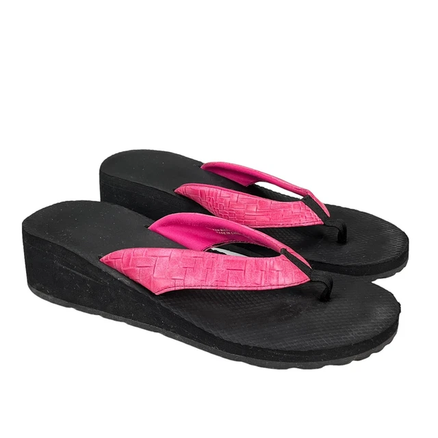 Speedo Flip Flop Wedge Thong Slip On Sandals Women’s Size 10 Black / Pink