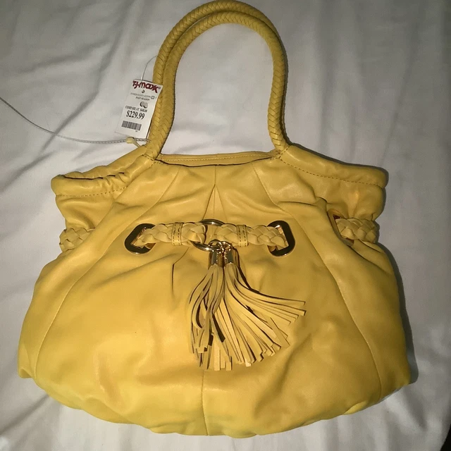 Michael Kors Grommet Yellow Leather Braided Hobo Shoulder bag