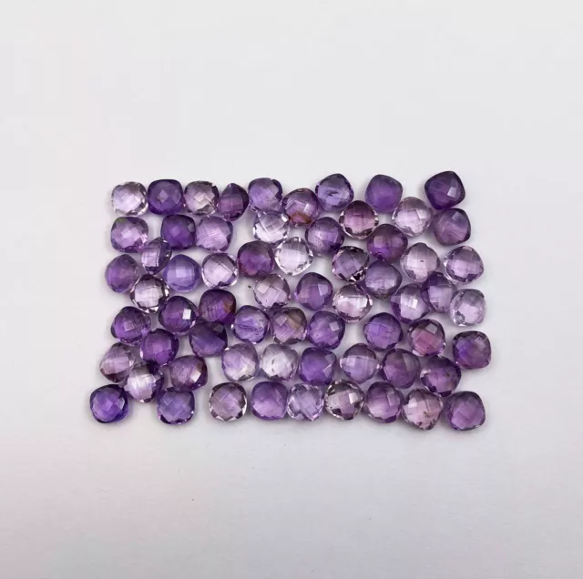 Natural Amethyst Square Cushion Briolette Cut Gemstone Lot 51 Pcs 8 MM 100 CT