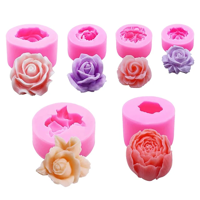 Moule Silicone Pour Fleurs Moule Silicone Bougie Lot De 2 Moules U00e0 Bougie Pivoine Et Rose U2013 Moule En Silicone En Forme De Fleur 3D Pour Résine, Gâteau, Argile U2013 Fournitures D'artisanat