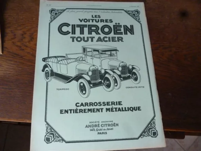 CITROEN tout acier torpédo conduite int 154 publicité papier l'ILLUSTRATION 1925