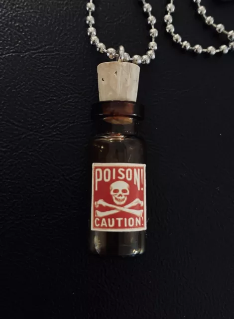 Set 4 Halloween Apothecary Amber Brown Glass Potion Poison Bottles w/Cork  Decor