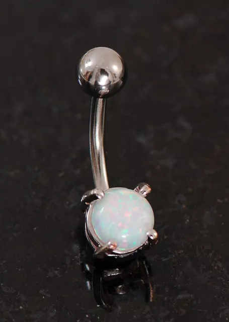 2 Karat runder, im Labor hergestellter Opal-Diamant-Bauchring für Damen, 14...