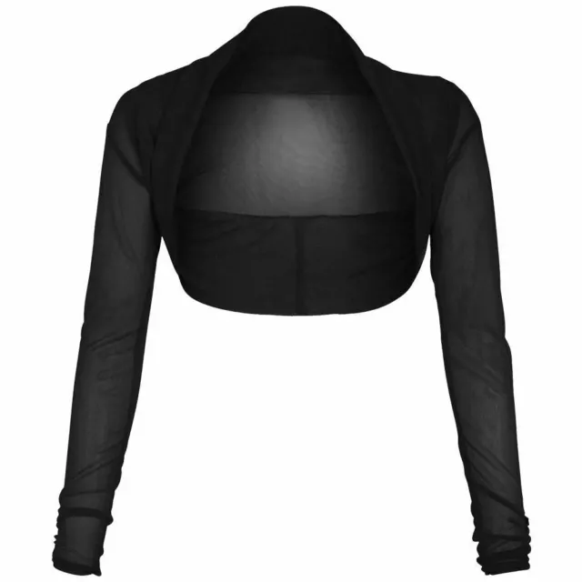 Ladies Womens Sheer Mesh Chiffon Bolero Shrug Long Sleeve Crop Cardigan Tops