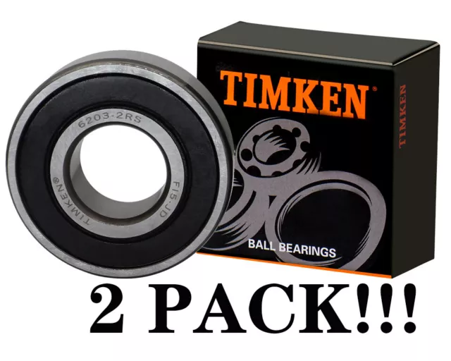 2PACK TIMKEN 6203-2RS 17X40X12MM Double Rubber Sealed Bearings Same Day Shipping