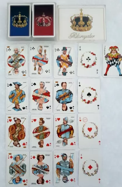 Vintage set of 2 Oberg Playing Card Decks - 52 each + 4 Jokers EVC