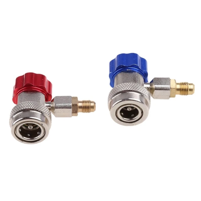 2 x R134A adattatore connettore rapido accoppiatore parti A/C collettore misuratore HVAC basso/alto
