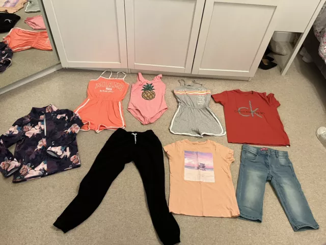pacchetto di abiti estivi per ragazze (plausuits, pantaloncini, magliette) (Next, F&F) 8 anni