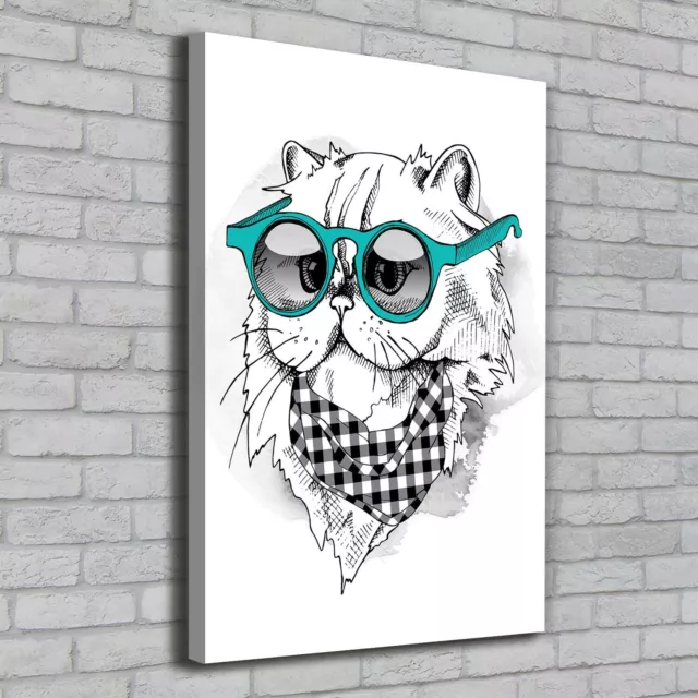 Tulup Dipinto Su Tela Pittura Su Un Muro 70x100cm - Gatto Con Gli Occhiali