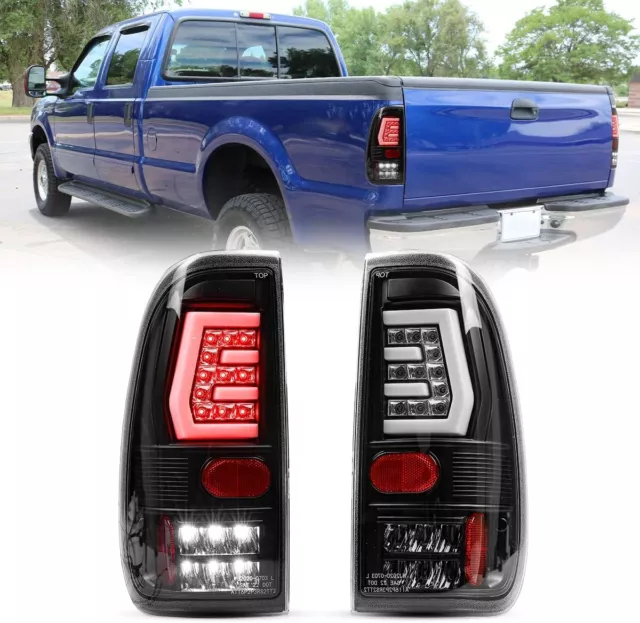 LED Tail Lights For 1997-2003 Ford F-150/97-07 F250 F350 Super Duty Black Clear