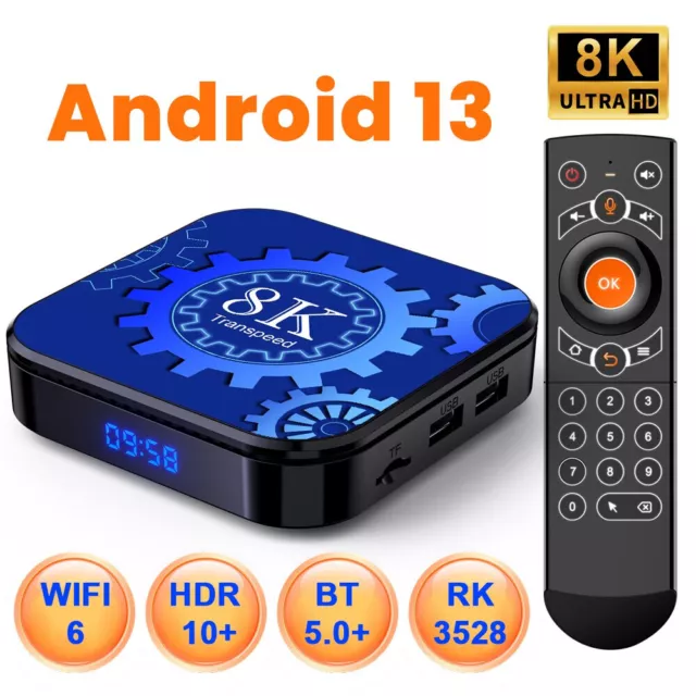 Décodeur TV Android 13, WiFi 6, HDR10  , Vidéo 8K, 128 Go, BTpig  , RK3528, 3D