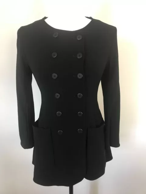 Vintage MOSCHINO 100% Virgin Wool Button Up Coat Jacket Womens Size 6 Black