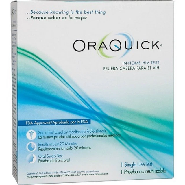PAQUETE DE 5 - Prueba de VIH en el hogar OraQuick - ¡Resultados en 20 minutos!  ¡! ¡Envío!