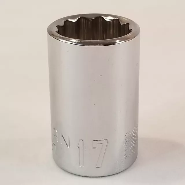 Craftsman 17mm 12 Point 1/2" Drive Shallow Polished Chrome Socket CMMT44237    h