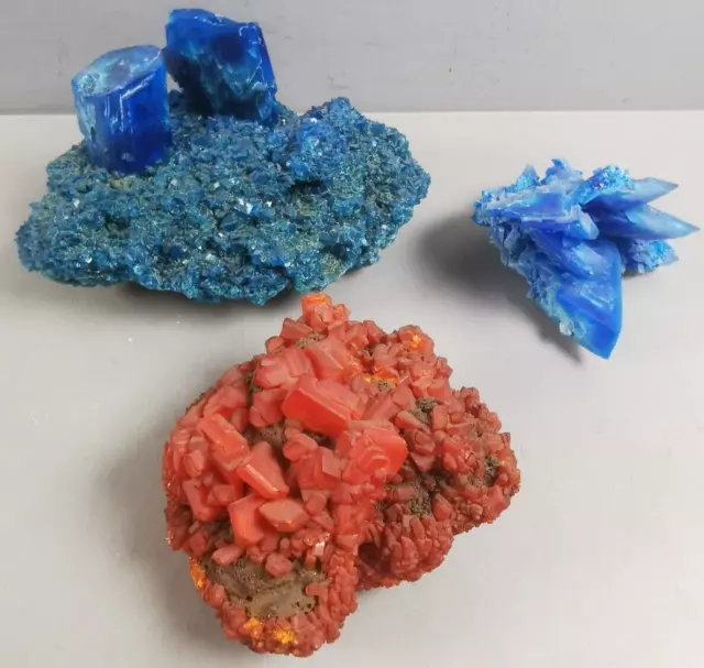 MINERAUX Lot 3 Pierre Semi-Precieuse LOPEZITE Rouge CHALCANTHITE Chrysocolle J23