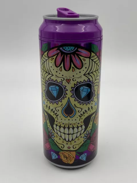 Halloween Tumbler Cool Gear Day Of The Dead Skull Water Soda Bottle 16 oz