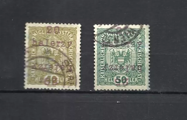 Poland 1918 LOCAL DZIEDZICE 50h,40h,OVPT used set rare  sig.